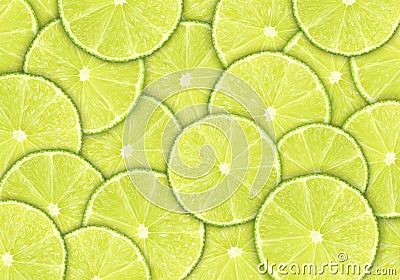 A background of many slices of lime Stock Photo